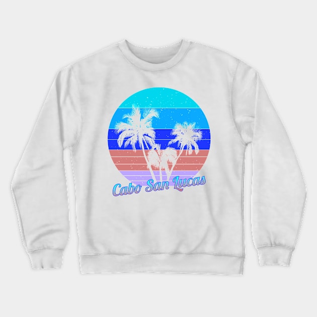 Cabo San Lucas Retro Tropical Palm Trees Vacation Crewneck Sweatshirt by macdonaldcreativestudios